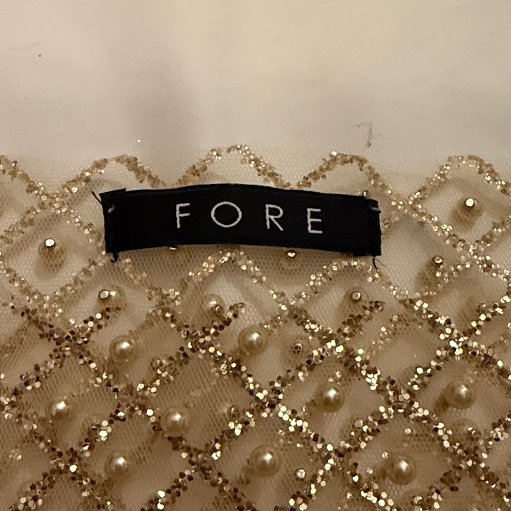 Fore Elegant Gold Pearl studded Women's Top size medium - Picture 3 of 6